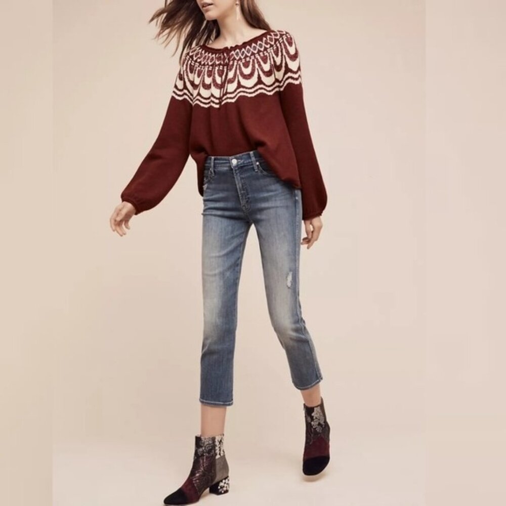 NWT Anthropologie Field Flower Metallic Bib Pullover Sweater Size XL - Picture 10 of 10